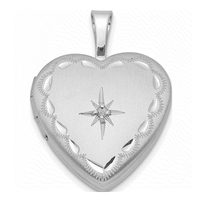Sterling Silver Diamond Star Heart Locket