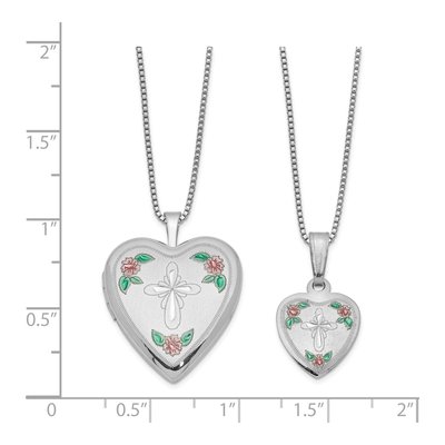 Sterling Silver Mother & Daughter Locket Necklace Set – view 6