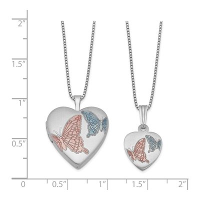 Sterling Silver Enameled Heart Locket Necklace Set – view 3