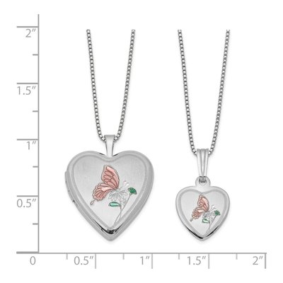 Mom & Daughter Sterling Silver Butterfly Locket Set – view 3
