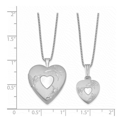 Sterling Silver Mother Daughter Heart Locket Set – view 6
