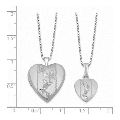 Sterling Silver Butterfly Heart Locket Necklace Set – view 6