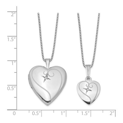 Sterling Silver Diamond Heart Locket Necklace Set – view 3