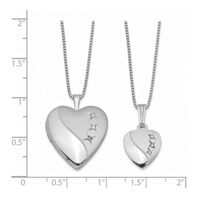 Sterling Silver Diamond Heart Locket Necklace Set – view 3