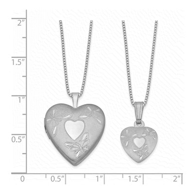 Sterling Silver Butterfly Heart Locket Necklace Set – view 3