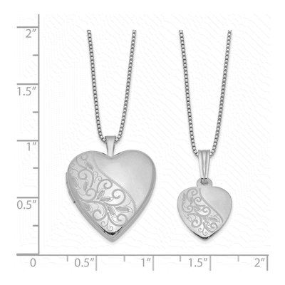 Sterling Silver Mother & Daughter Locket Necklace Set – view 3