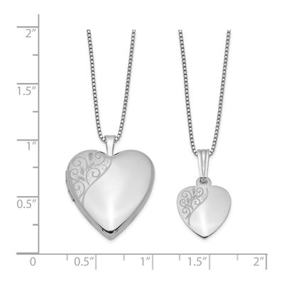 Sterling Silver Mother Daughter Locket Necklace Set – view 3