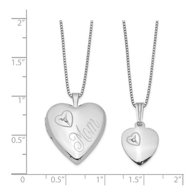 Sterling Silver Mom & Daughter Heart Locket Set – view 3