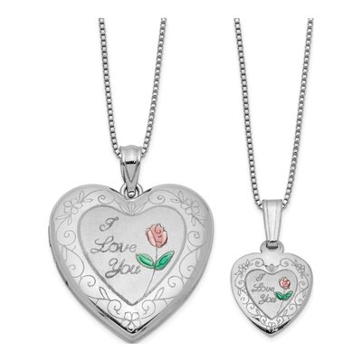 Mom & Daughter Heart Locket Necklace Set