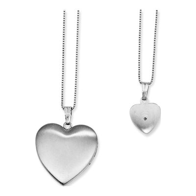 Sterling Silver Heart Locket Necklace w/ Diamond – view 3