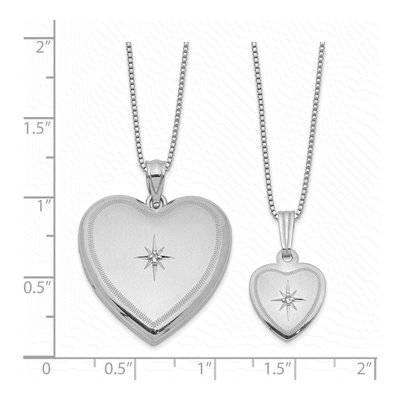 Sterling Silver Heart Locket Necklace w/ Diamond – view 5