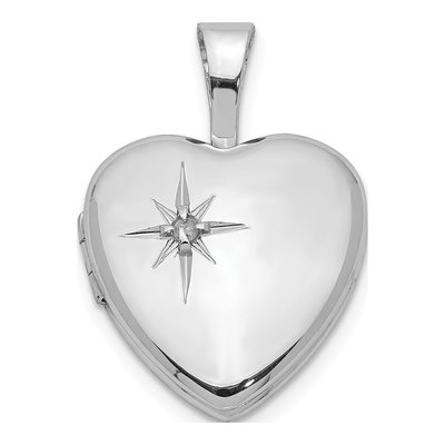 Sterling Silver Diamond Star Heart Locket