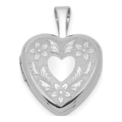 Sterling Silver Floral Heart Wings Locket