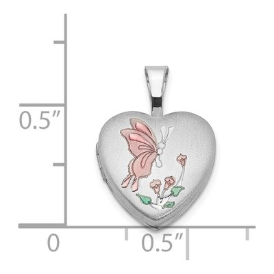 Sterling Silver Enamel Butterfly Heart Locket | 12mm – view 5