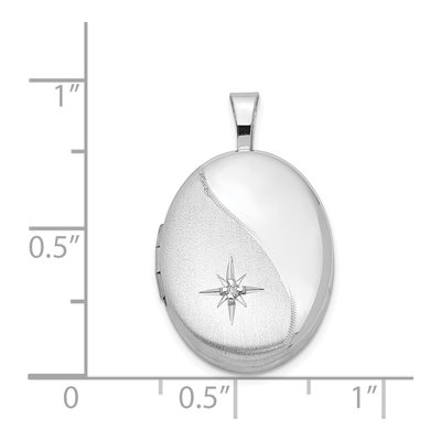 Sterling Silver Diamond Star Oval Locket – view 5