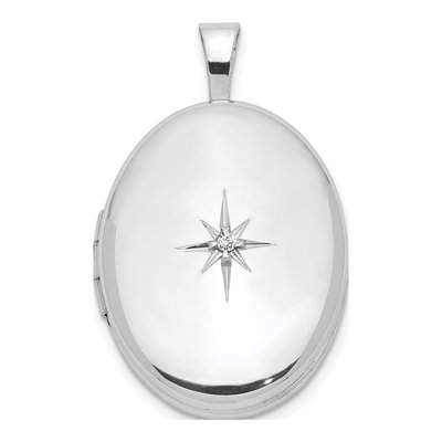 Sterling Silver Diamond Oval Locket