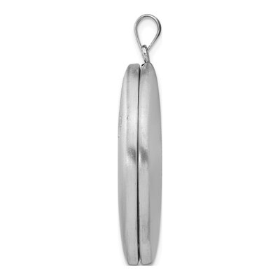 Sterling Silver Rhodium-Plated Satin & Enameled Floral 34mm Oval Locket – view 3