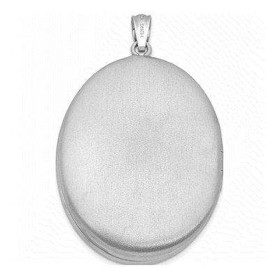 Sterling Silver Rhodium-Plated Satin & Enameled Floral 34mm Oval Locket – view 4