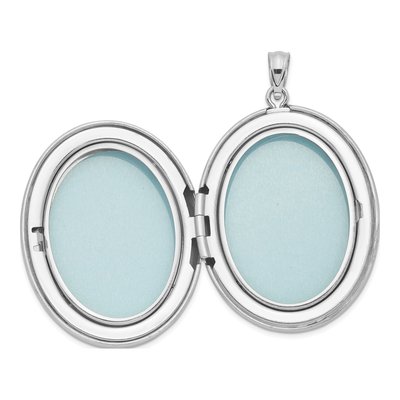 Sterling Silver Rhodium-Plated Satin & Enameled Floral 34mm Oval Locket – view 6
