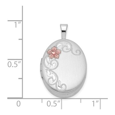 Sterling Silver Enamel Floral Oval Locket – view 5