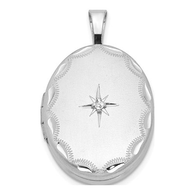 Sterling Silver Diamond Oval Locket