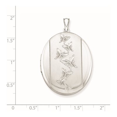 Sterling Silver Butterflies Oval Locket – view 5