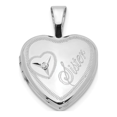 Sterling Silver Diamond Heart for Girls Locket