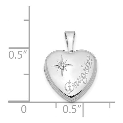 Sterling Silver Diamond Girl's Heart Locket – view 5