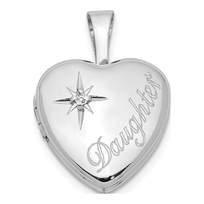 Sterling Silver Diamond Girl's Heart Locket