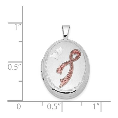 Sterling Silver Pink Ribbon Enamel Locket – view 4