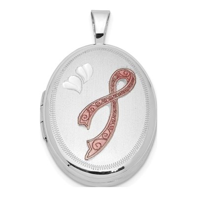Sterling Silver Pink Ribbon Enamel Locket