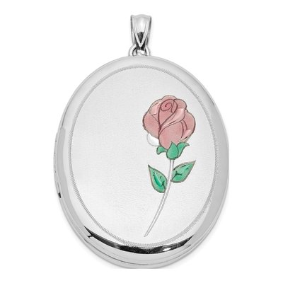 Sterling Silver Enamel Oval Locket