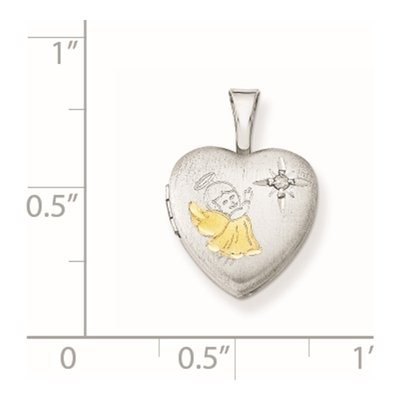 Sterling Silver Diamond Angel Heart Locket – view 4