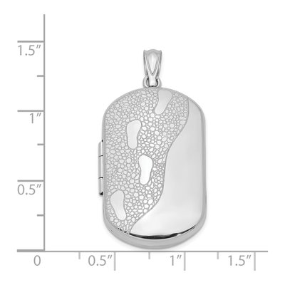 Sterling Silver Footprints Rectangular Locket – view 4