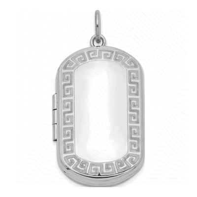 Sterling Silver Greek Key Rectangular Locket
