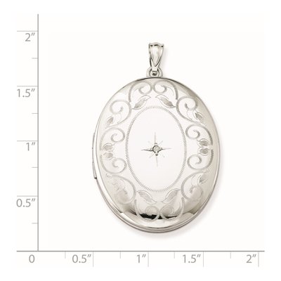 Sterling Silver Diamond Swirl Oval Locket – view 5