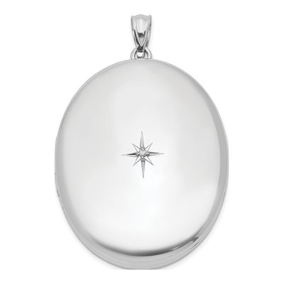 Sterling Silver Diamond Oval Locket