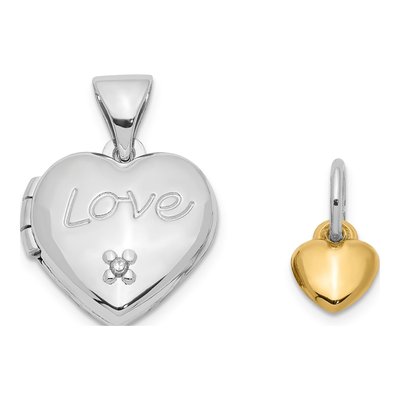 Gold-Plated Sterling Silver Diamond Heart Locket – view 8