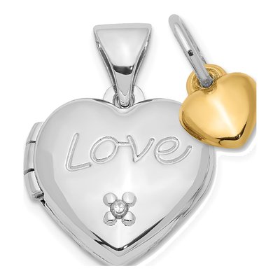 Gold-Plated Sterling Silver Diamond Heart Locket