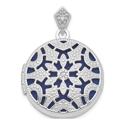 Sterling Silver Diamond Round Locket
