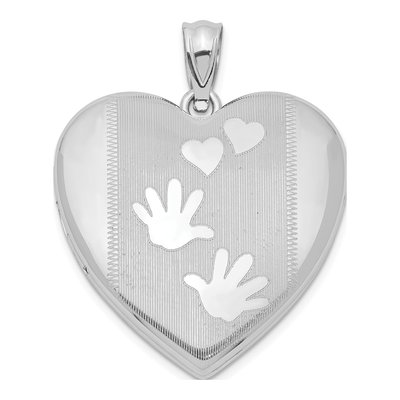 Sterling Silver Handprints Heart Locket