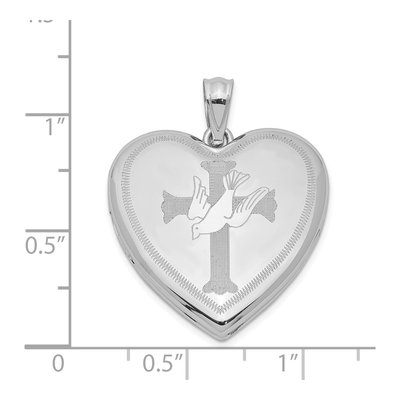 Sterling Silver Dove Cross Heart Locket – view 5