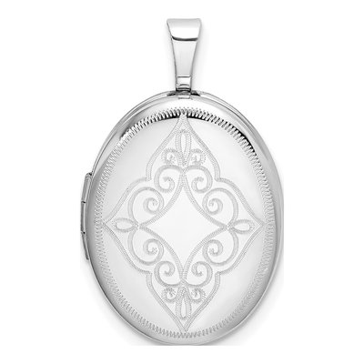 Sterling Silver Scroll Oval Locket