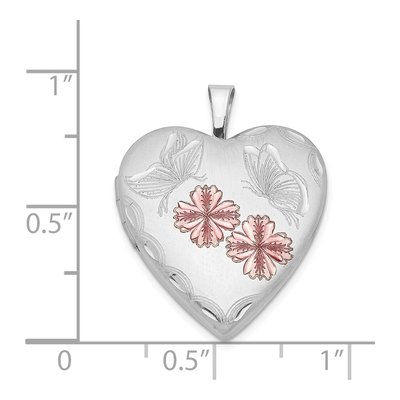 Sterling Silver Enamel Flower Butterfly Heart Locket – view 4