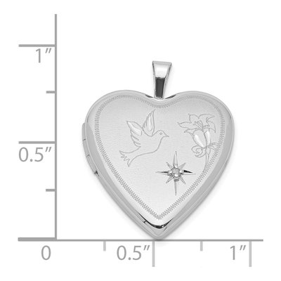 Sterling Silver 1/20 ct tw Diamond Dove Flower Heart Locket – view 5