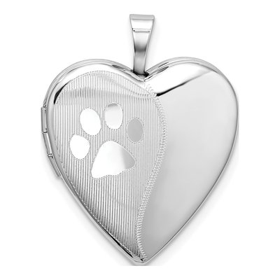 Sterling Silver Paw Prints Heart Locket