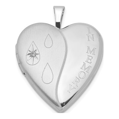 Sterling Silver 1/20 ct tw Diamond Memory Heart Locket