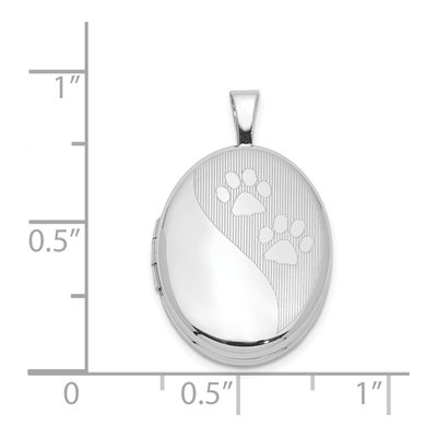 Sterling Silver Paw Prints Oval Locket Pendant – view 5