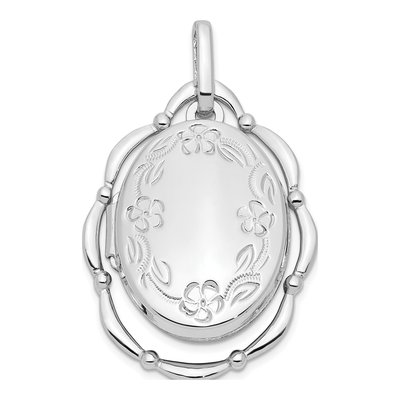 Sterling Silver Oval Floral Locket