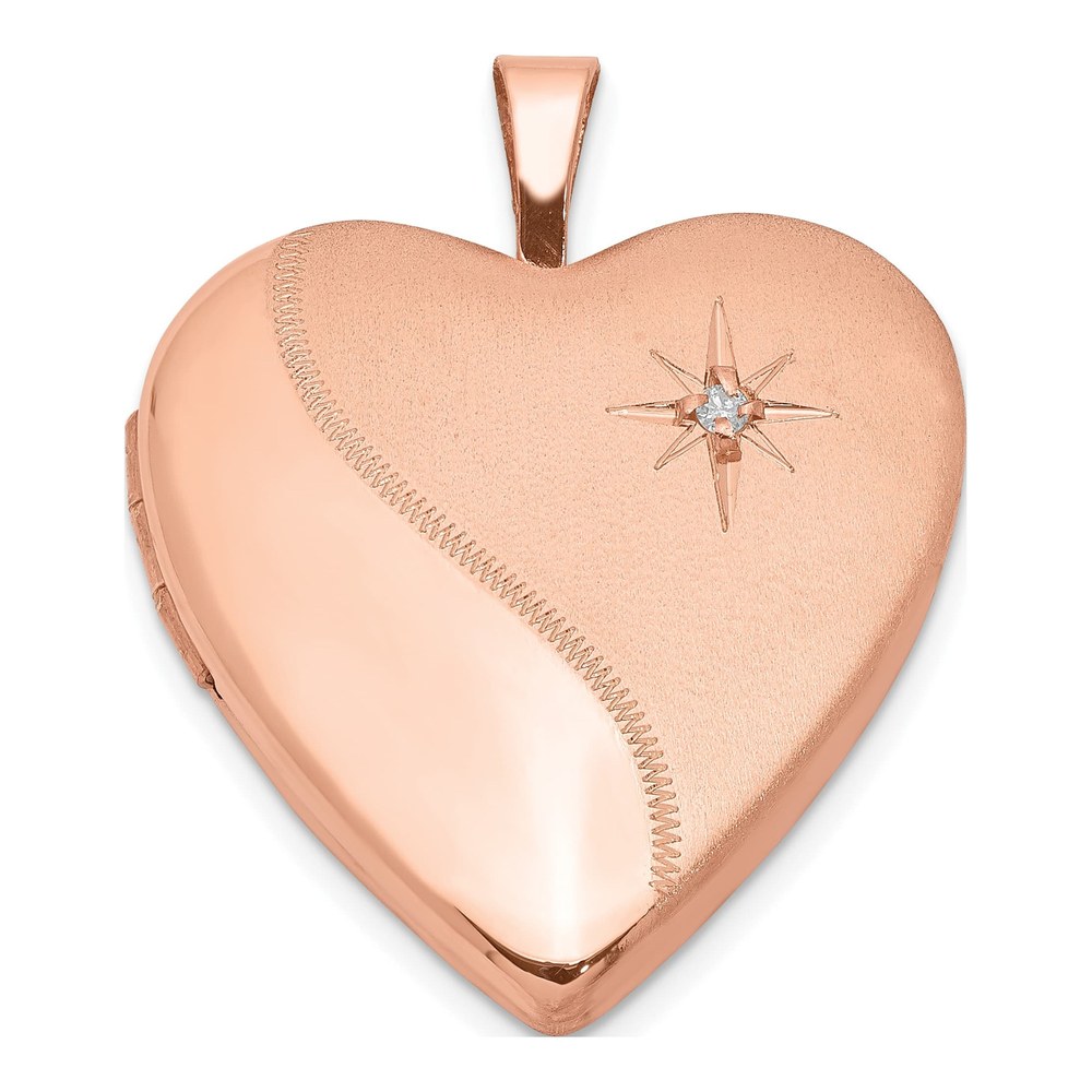 Sterling Silver Diamond Heart Locket, Rose Gold-Plated